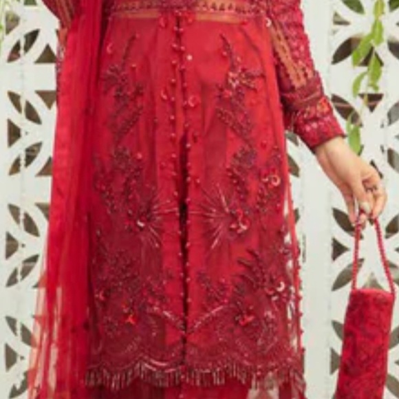 Organza and Raw Silk Embroidery Gulab Dress - Picture 10 of 11